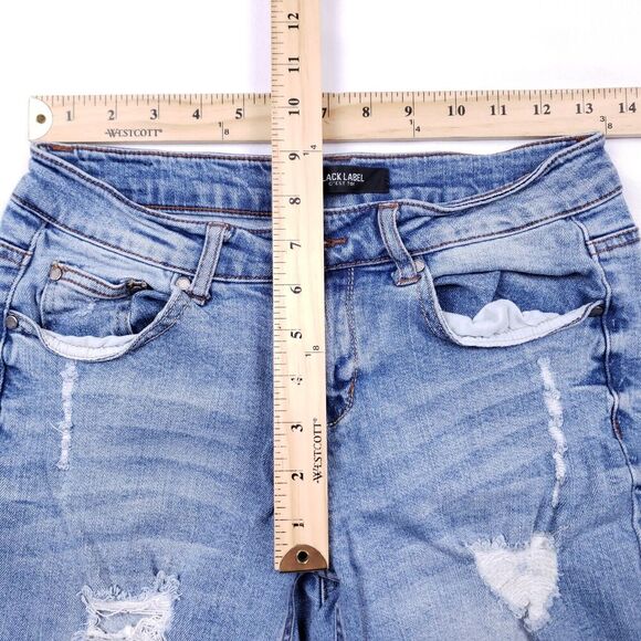Black Label C'Est To! Jeans Womens 26x23 Size 1 Blue Distressed Cuffed Hem - Picture 10 of 11